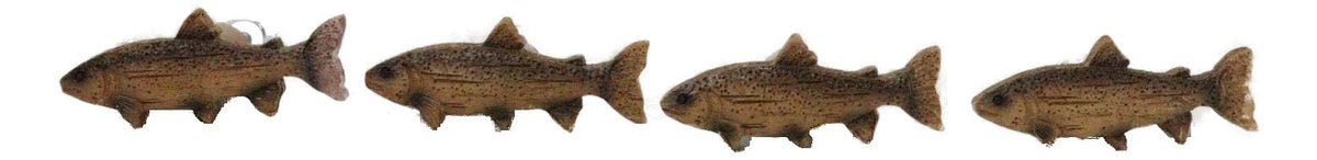 Set Of 4 Western Nautical Marine Trout Fish Faux Wooden Cabinet Door Pull Knobs