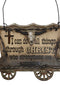 Western Chuckwagon With Longhorn Cow Skull Barbed Wires Bible Verse Wall Decor