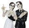 Love Never Dies Skeleton Wedding Couple Bride and Groom Love Hand Sign Figurine