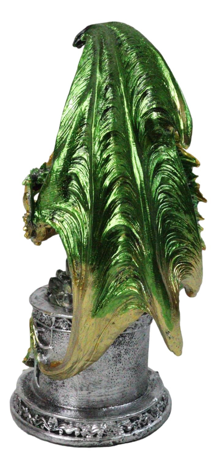 Ebros Green Dragon Treasure Tomb LED Color Changing Crystal Figurine 8.25"H
