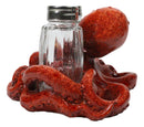 Red Spotted Nautical Marine Cephalopod Octopus Salt Pepper Shakers Holder Set