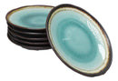 Pack Of 6 Crackle Green Midori Kannyu Round Appetizer Salad Dessert Plates 6.75"