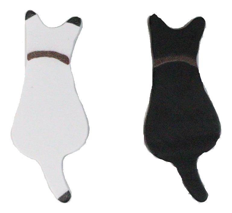 Black And White Feline Cats With Tails Set of 2 Chopsticks And Wooden Rests Set