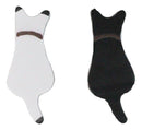 Black And White Feline Cats With Tails Set of 2 Chopsticks And Wooden Rests Set