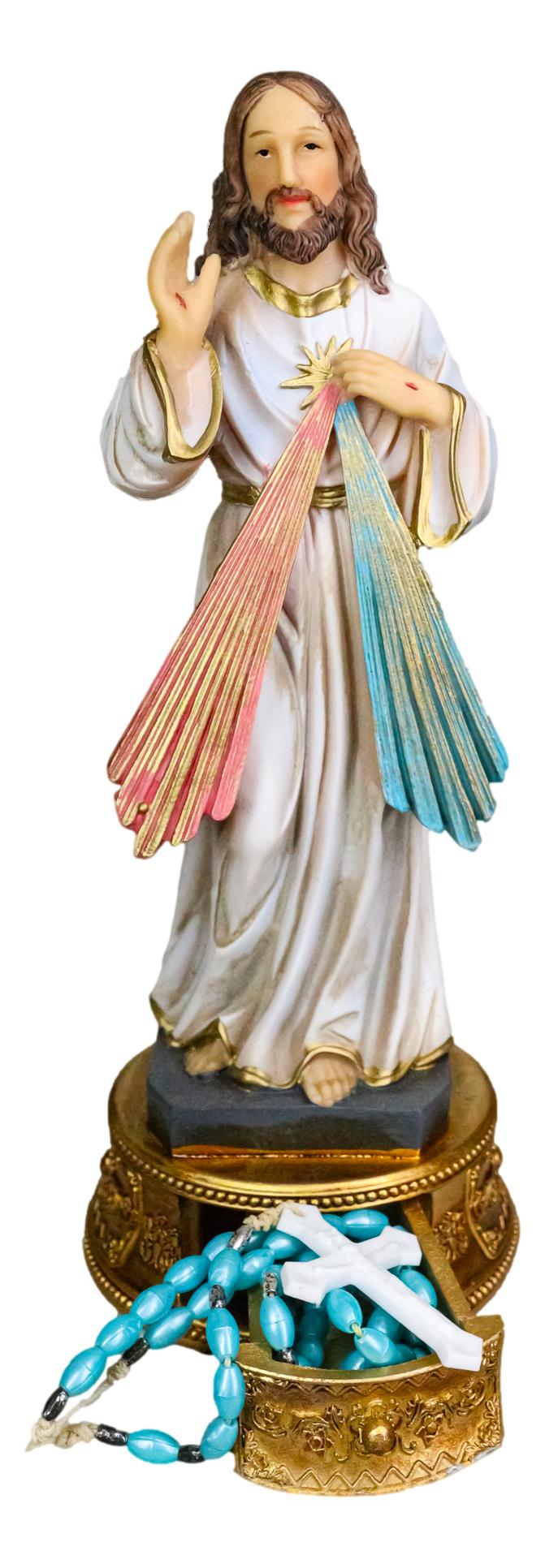 Catholic Christian Divine Mercy of Jesus Christ With Rosary Drawer Box Figurine - Ebros Gift