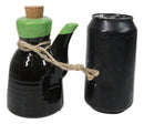 Set Of 6 Green Black Calligraphy Shoyu Tenmoku Porcelain Soy Sauce Flask 7oz