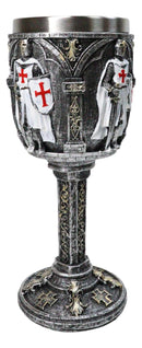 Medieval Swordsman White Templar Crusader Knight Suit of Armor Wine Goblet