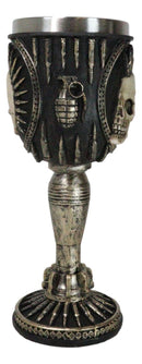 War Dog Steampunk Skeleton Bullet Spiked Mohawk Skull Wine Goblet Chalice Cup