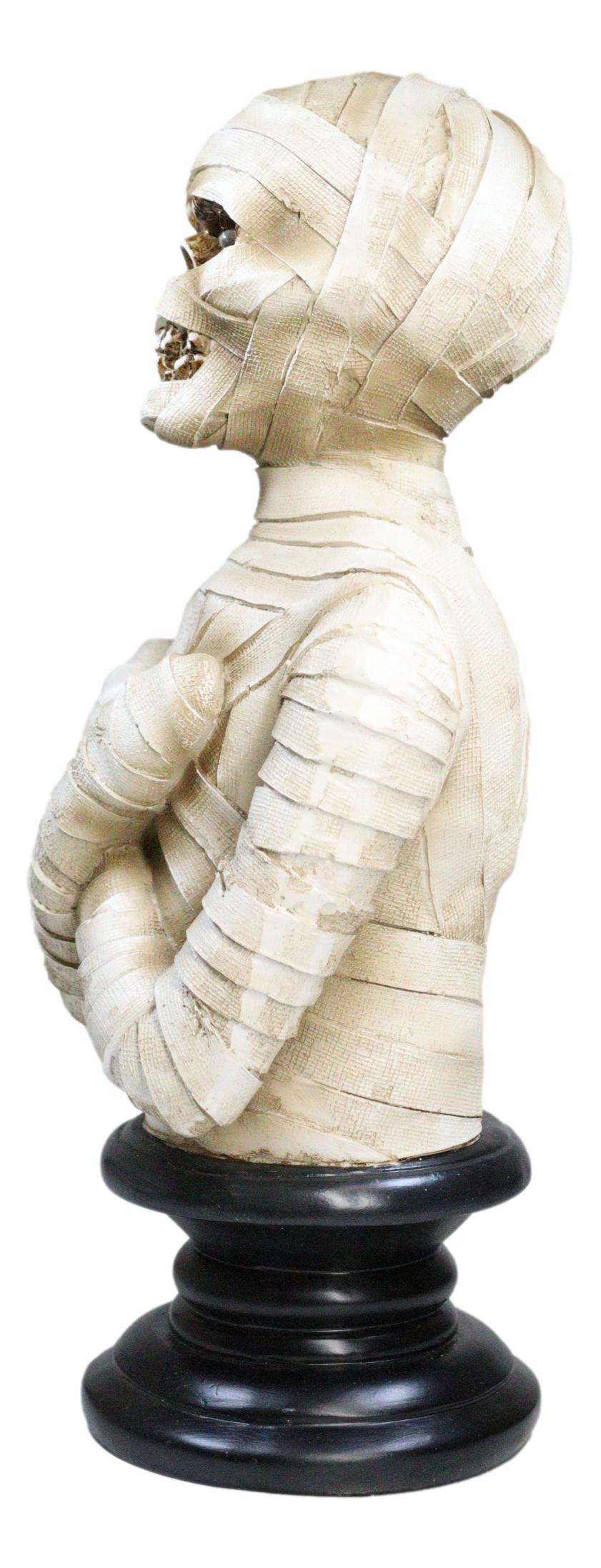 Egyptian King Tut Corpse Mummy Sarcophagus Bust Figurine With LED Light Up Eyes