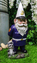 USA Patriotic Armed Forces Semper Fidelis Marine Gnome With Raccoon Statue