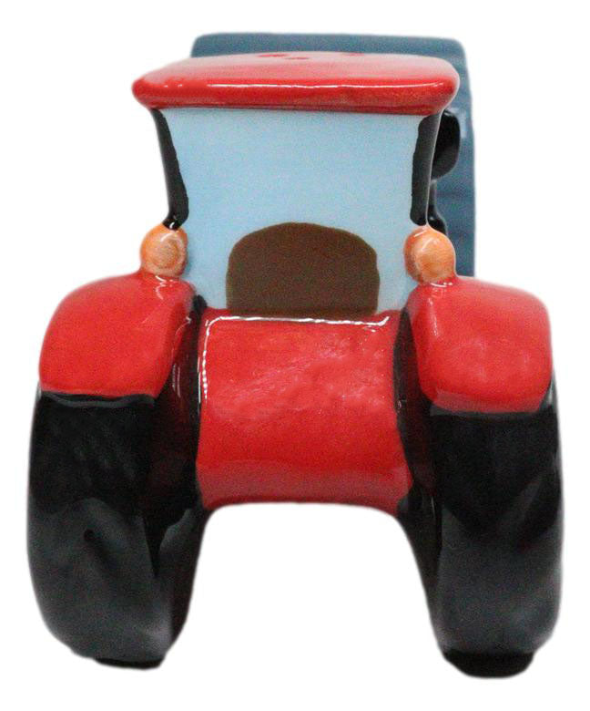 Ceramic Agricultural Country Farm Red Barn And Tractor Salt And Pepper Shakers