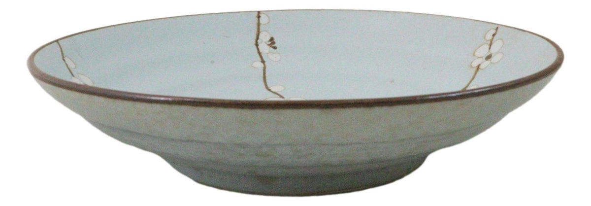 Made In Japan Porcelain Soushun Sakura Green Plum 9"D Deep Plates Bowls Set - Ebros Gift