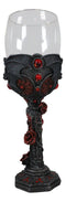 Gothic Macabre Flying Bat Cathedric Cross With Red Gems And Roses Wine Goblet