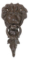 Cast Iron Royal Venetian Lion Head Door Knocker With Greenman Leaf Strike Plate