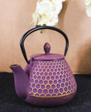 Traditional Oriental Tetsubin Purple Honeycomb Design Cast Iron Teapot 32oz