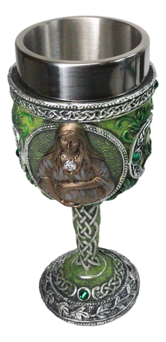 Green Wicca Triple Goddess Maiden Mother Crone Witchcraft Wine Goblet Chalice