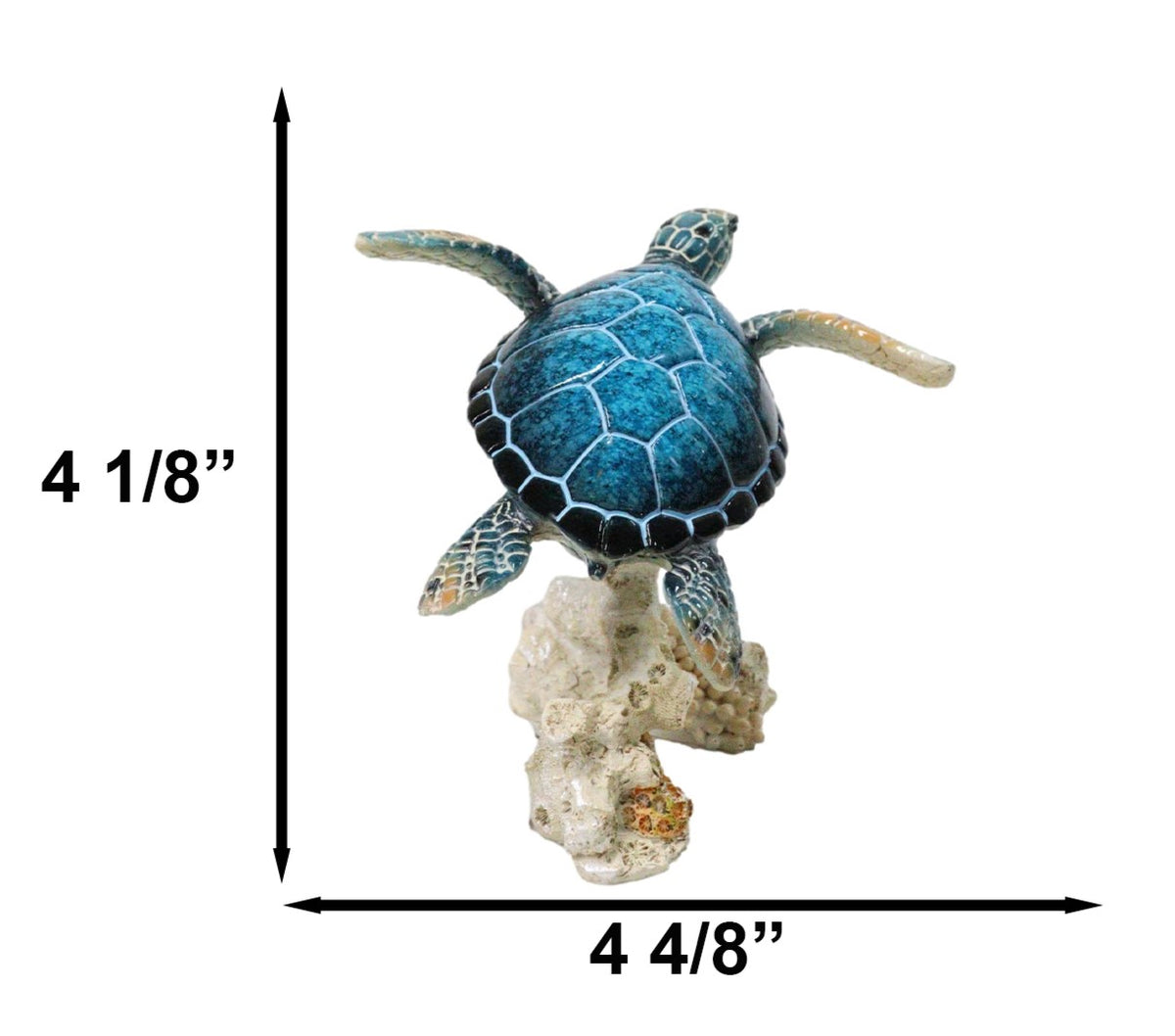 Ebros Sea Turtle Blue Shell Swimming Over Coral Reef Resin Figurine 4.25"H