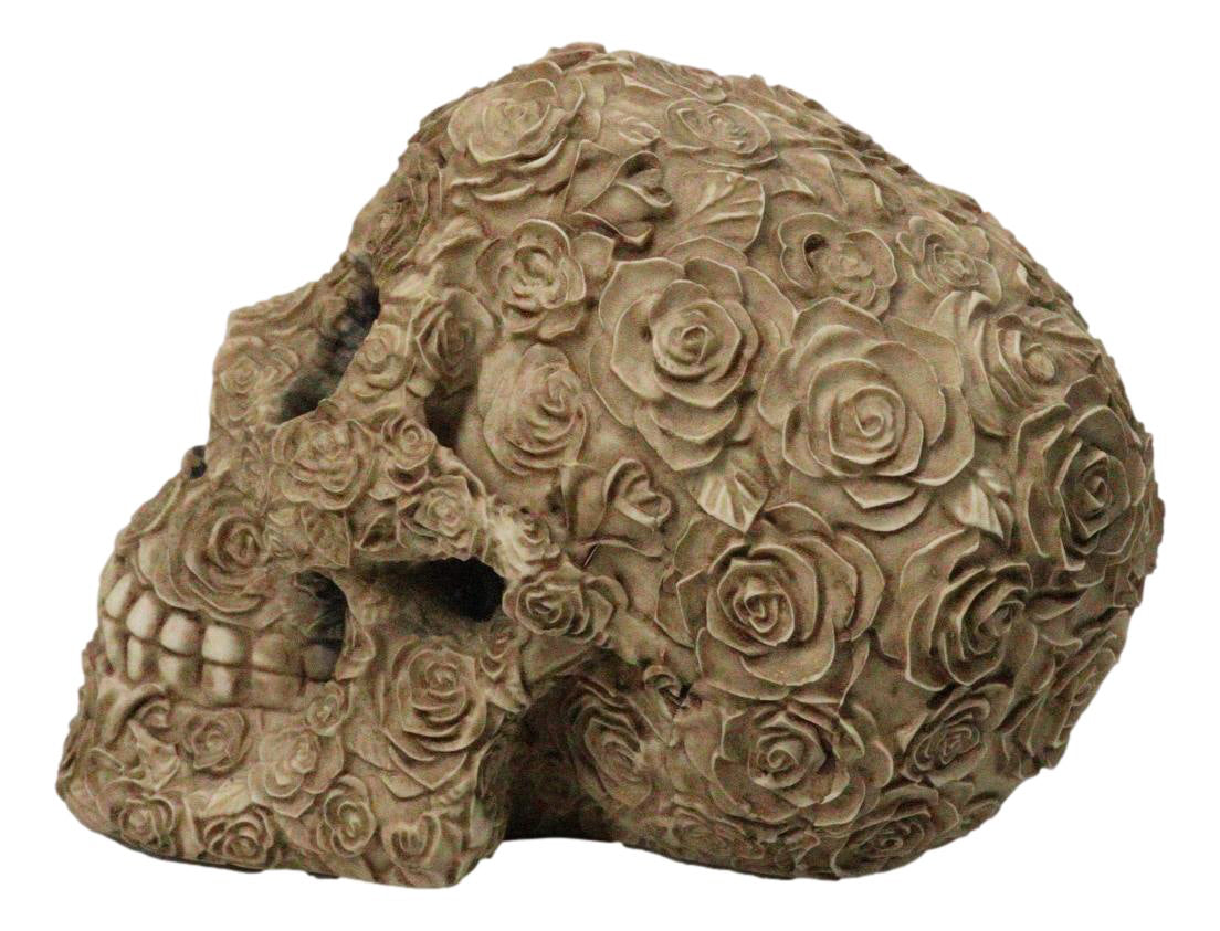 Ebros Gift Gothic Rose Skull Figurine Decorative Resin Skeleton Sculpture