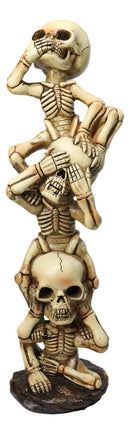 See Hear Speak No Evil Skeleton Figurine Stacked Acrobatic Gothic Wise Skeletons