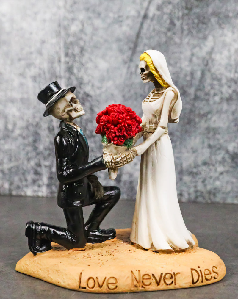 Love Never Dies Wedding Bride Groom Skeletons With Roses Cake Topper Figurine
