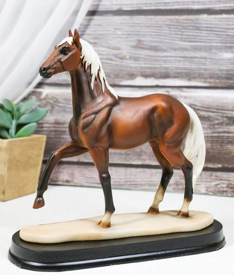Equine Pride Flaxen Chestnut Horse With Fair Mane And Tail Figurine On Base