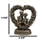 Love Never Dies Roses On Heart Wreath Kissing Skeleton Couple Bronzed Figurine