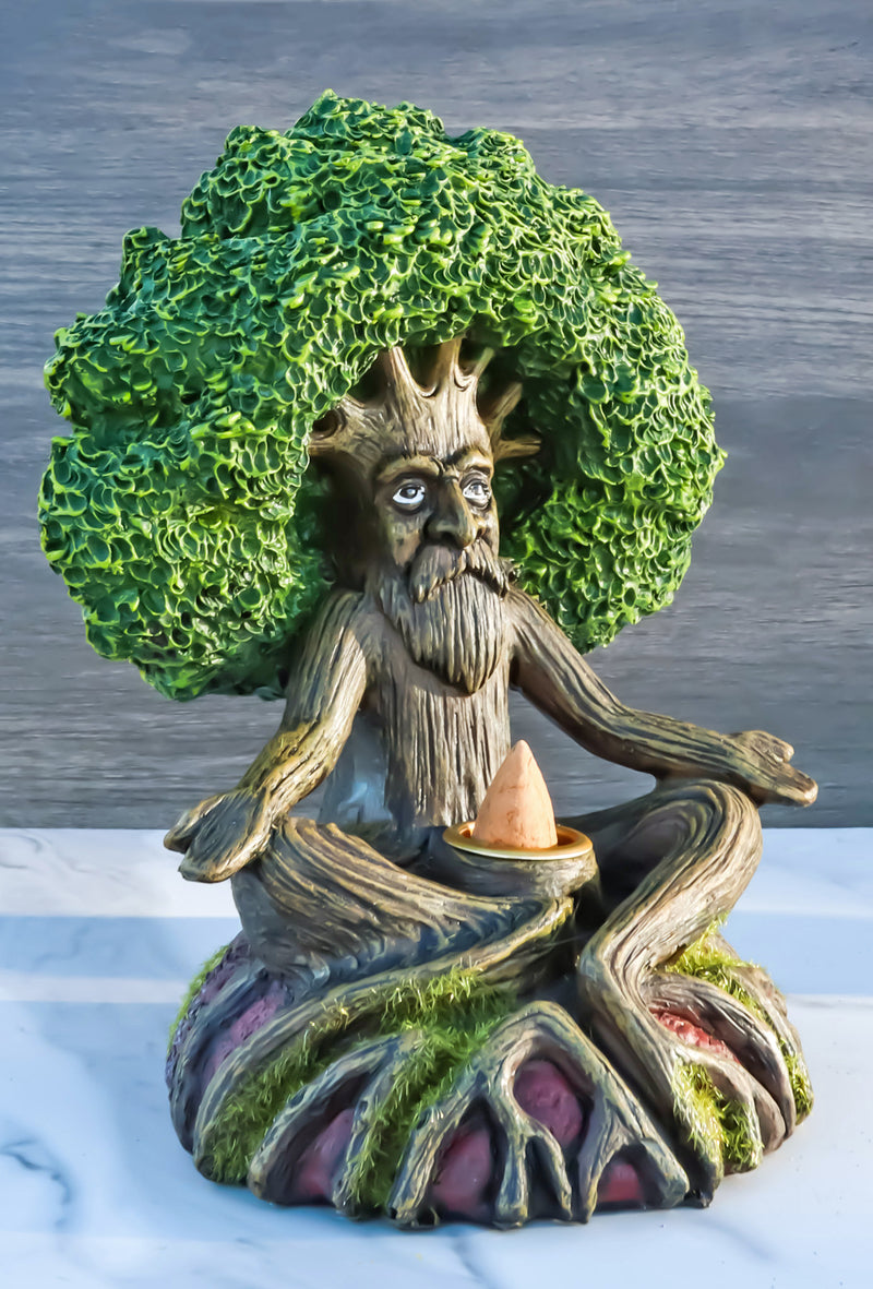 Forest Greenman Tree Man Ent Meditating Backflow Incense Cone Burner Figurine