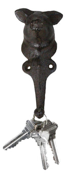 Pack Of 2 Cast Iron Farmhouse Rustic Pig Head Wall Coat Keys Leash Hats Hook