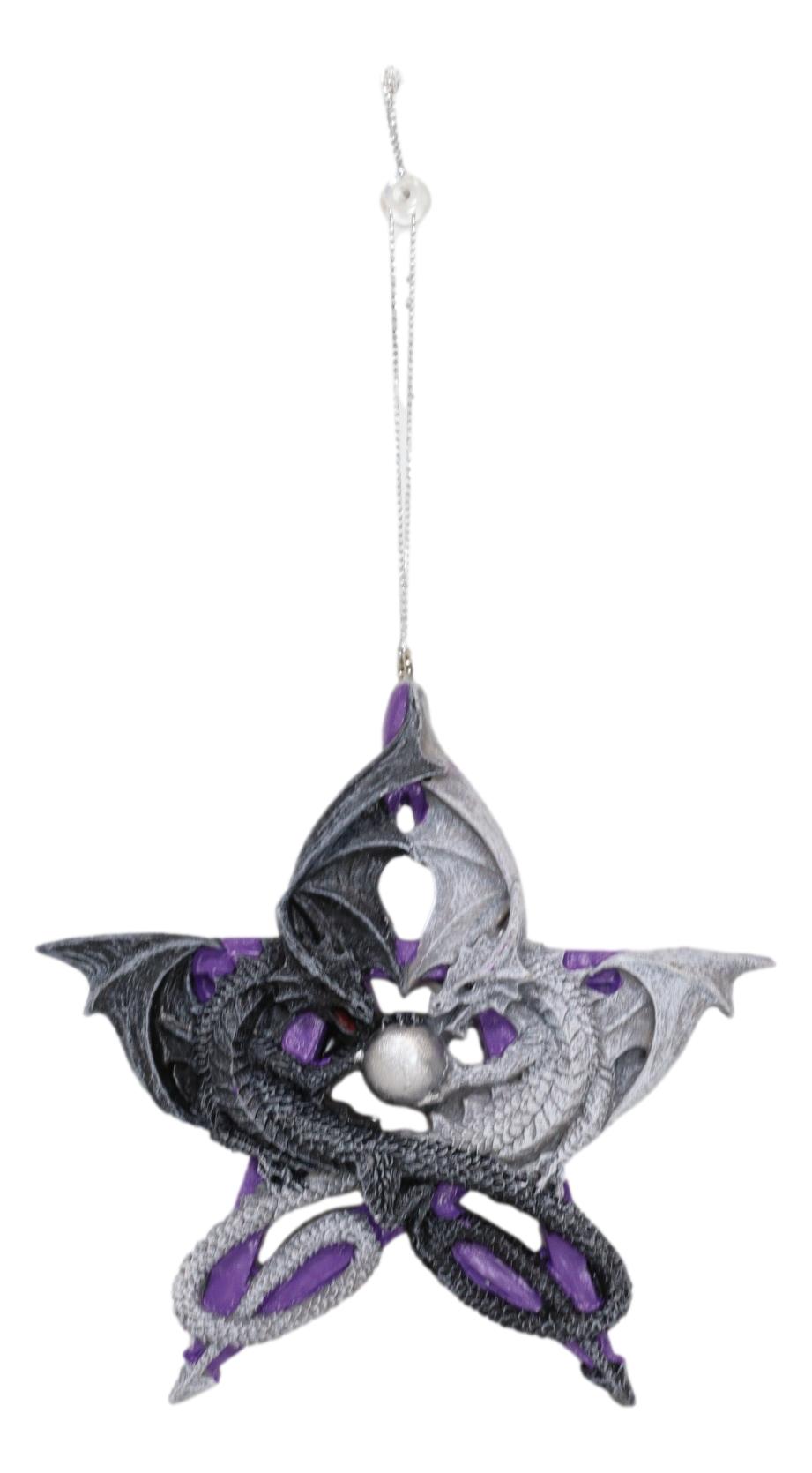 Anne Stokes Fantasy Pentagram Yin Yang Dragons Tree Hanging Ornament Figurine