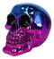 Day of The Dead Metallic Blue and Pink Plated Gothic Skull Figurine Skeleton