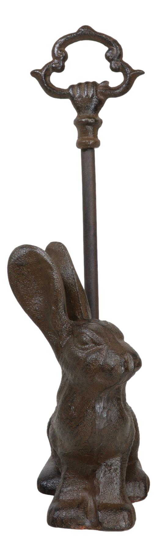 Rustic Cast Iron Bunny Hare Rabbit Door Stop Or Porter With Long Handle