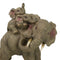 Safari Savanna Whimsical Elephant Father And 2 Calves On Piggyback Figurine 5"H