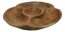 Rustic Live Edge Teak Wood Sectional Serving Dish Divided Snack Tray 4 Parts
