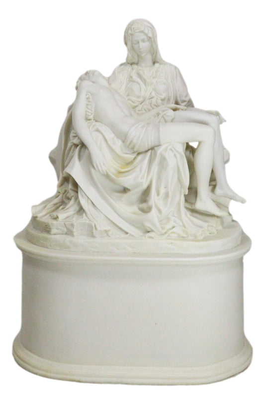Ebros Gift White Catholic La Pieta Cremation Urn Devotional Figurine 14.75"Tall 300 Cubic Inches Capacity Bottom Load Feature - Ebros Gift