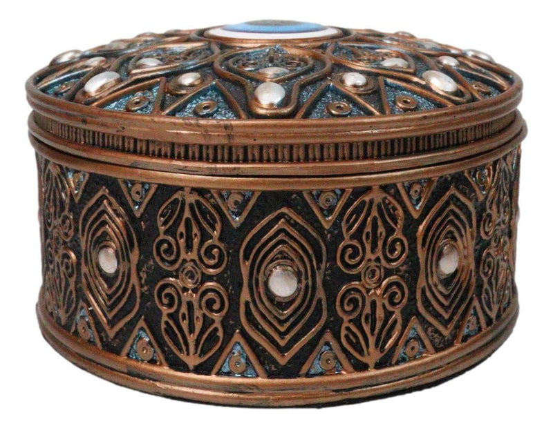 Auspicious Evil Eye Of Providence With Sacred Symbols Round Decorative Box