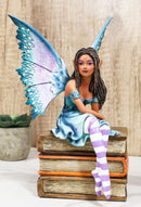 Amy Brown Fantasy Magic Turquoise Ebony Fairy On Books Of Wisdom Figurine