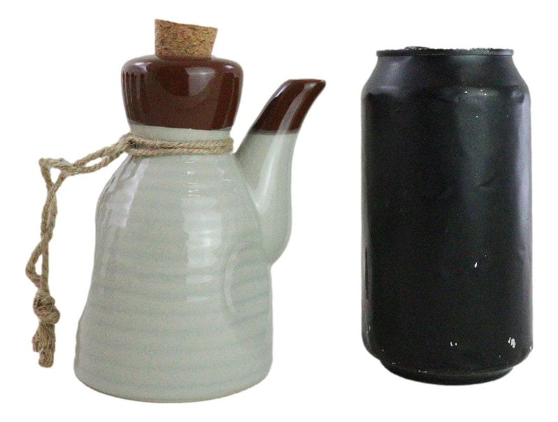 Shoyu Calligraphy White Tenmoku Porcelain Soy Sauce Dispenser Flask 7oz Set Of 6