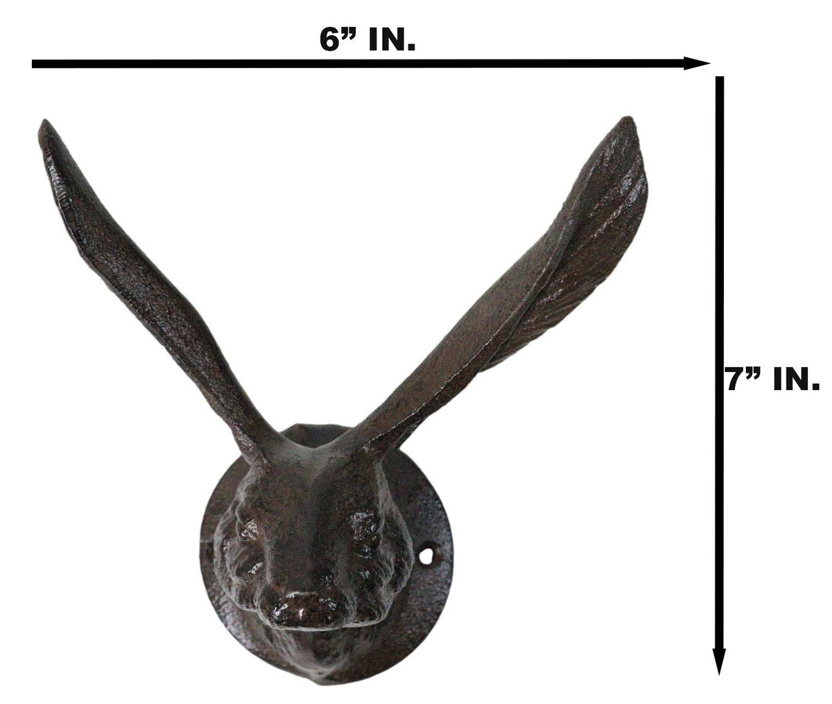 Large Rustic Cast Iron Whimsical Bunny Rabbit with Cute Ears Wall Hook Sculpture