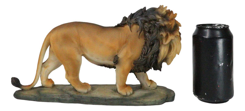 African Savanna Safari Wildlife Majestic Lion Prowling in Grasslands Figurine