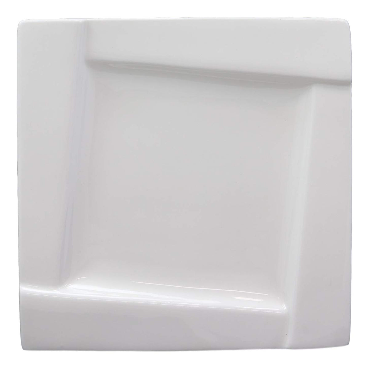 Set Of 6 Contemporary White Porcelain Square Salad Appetizer Dessert Plates 5.5"