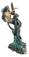Siren Mermaid Holding Ship Anchor with Skulls On Ocean Waves Home Decor Figurine