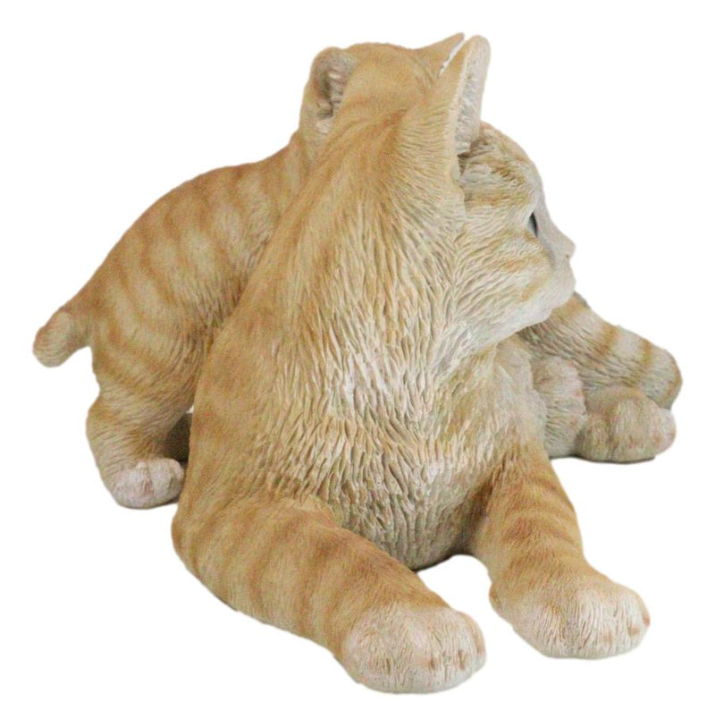 Realistic Curious Feline Orange Tabby Cat Mother with Cute Kitten Figurine 12"L