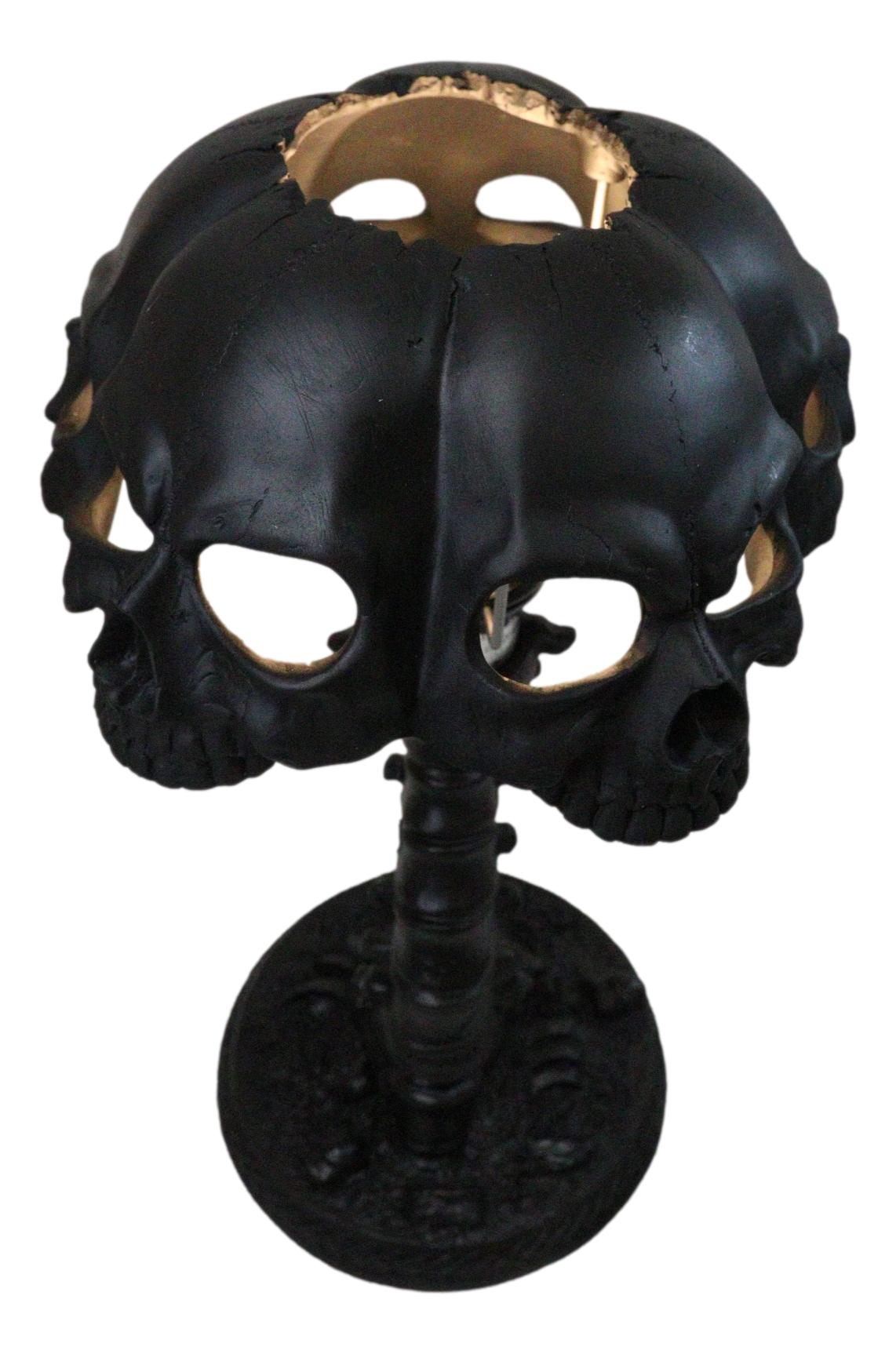 Ebros Black Evil Skulls Shade With Bone Skeleton Spine Column Table Lamp