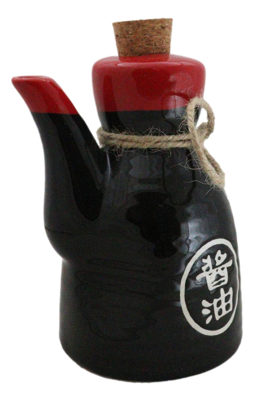 Pack of 6 Porcelain Calligraphy Soy Sauce Vinegar Condiment Dispenser Flask 7oz