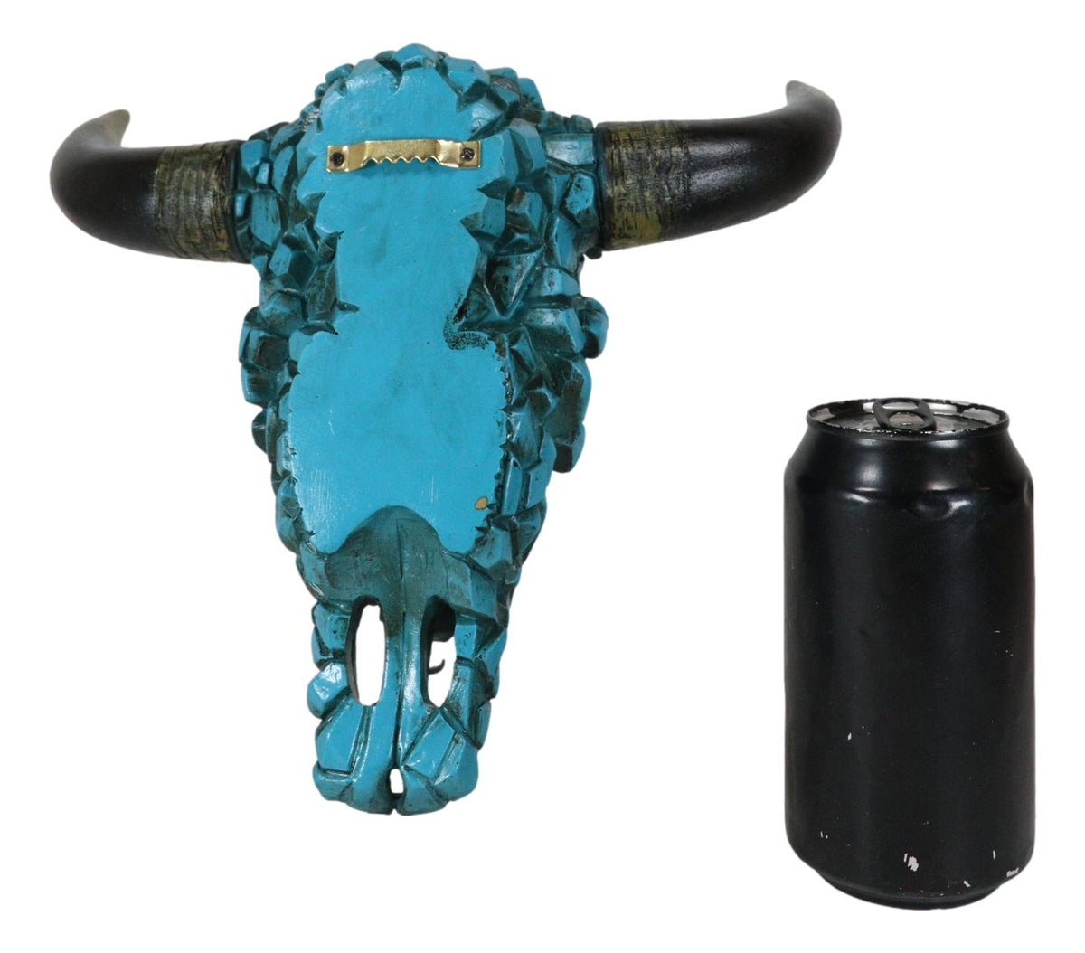 Southwest Steer Bison Bull Cow Skull With Mosaic Turquoise Rocks Wall Decor - Ebros Gift