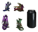 Set of 4 Colorful Metallic Elemental Dragons in Multiple Poses Mini Figurines