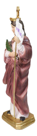 Martyr Saint Ursula Holding Cross Staff Figurine 8.25" H Patroness of Cologne