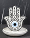 Wicca Hand of God Hamsa Palm Evil Eye Ceramic Backflow Incense Holder Figurine