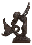 Cast Iron Rustic Nautical Siren Mermaid With Curling Tail Door Stopper Doorstop