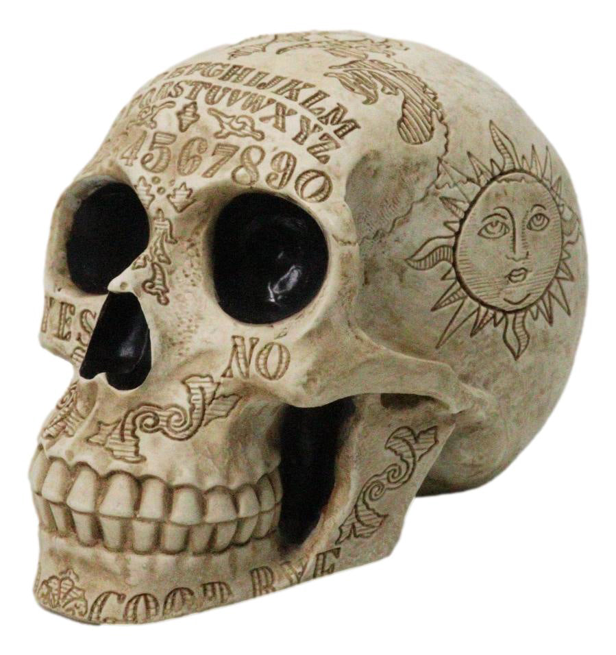 Ebros Paranormal Ouija Board Engraved Skull Figurine Gothic Resin Sculpture